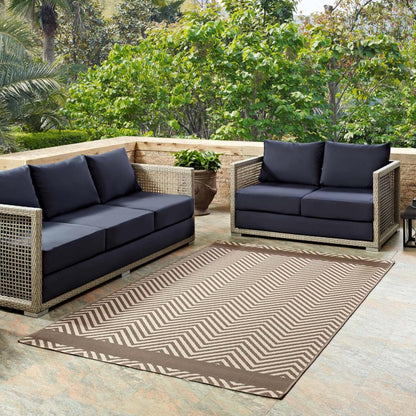 area rugs | CasaFoyer Optica Chevron With End Borders 8x10 Indoor/Outdoor Area Rug | Durable, Soft, Fade & Stain Resistant | Perfect for High-Traffic Areas | Beige | casafoyer.myshopify.com