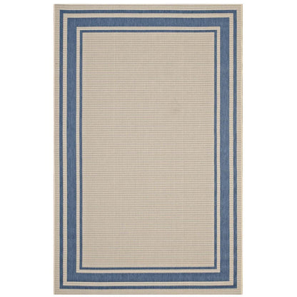 Carpet & Rugs | CasaFoyer  | Rim Solid Border Borderline Indoor/Outdoor Area Rug | Durable & Soft Polypropylene | All-Weather | Fade & Stain Resistant | 8x10 Blue/Beige | casafoyer.myshopify.com
