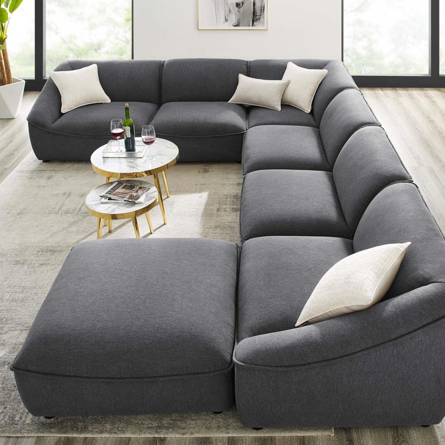 kitchen and dining room sets | CasaFoyer Comprise Upholstered 7-Piece Sectional Sofa | Ultimate Comfort & Relaxation | French Piping | Dense Foam Padding | Solid Wood Construction | casafoyer.myshopify.com