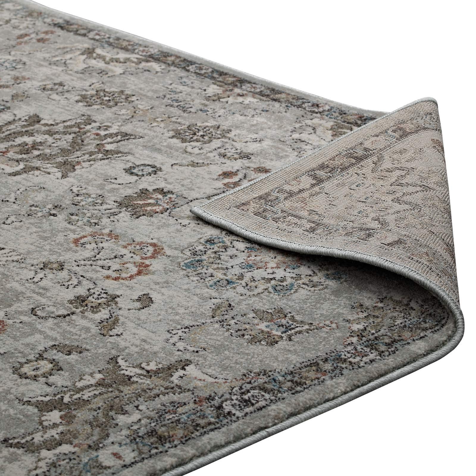 area rugs | CasaFoyer Hana Distressed Vintage Floral Lattice Area Rug | Durable, Elegant Design | 5x8 | Silver Blue, Beige, Brown | casafoyer.myshopify.com