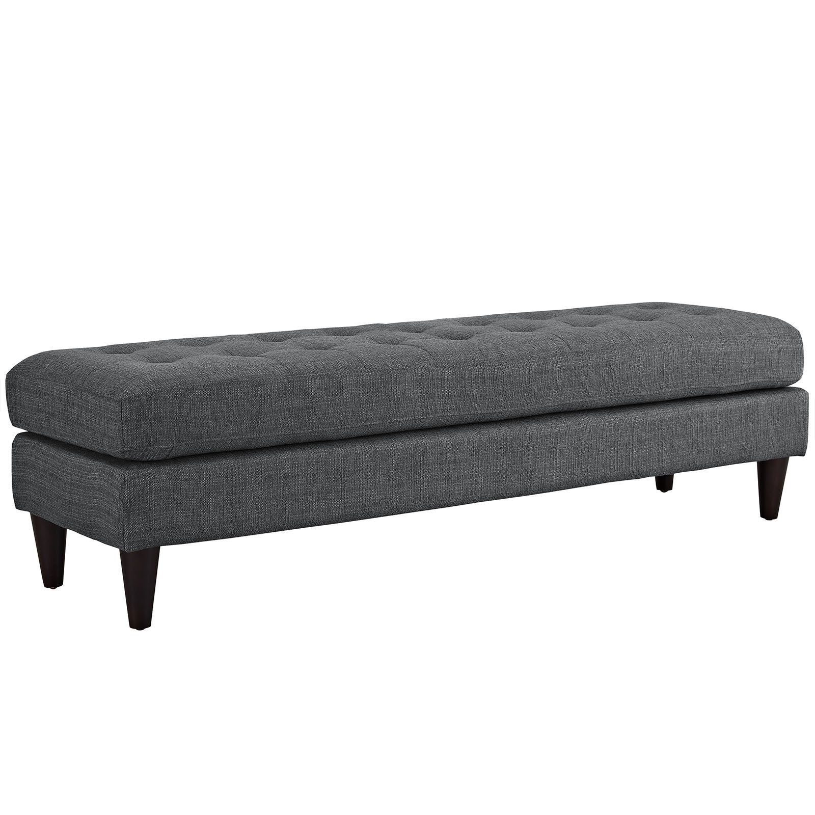 ottomans | CasaFoyer Empress Tufted Button Bench | Elegant Design | Luxurious Cushions | Solid Wood Legs | Gray Upholstery | Protects Floors | Adds Opulence | casafoyer.myshopify.com