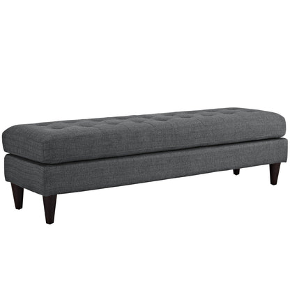 ottomans | CasaFoyer Empress Tufted Button Bench | Elegant Design | Luxurious Cushions | Solid Wood Legs | Gray Upholstery | Protects Floors | Adds Opulence | casafoyer.myshopify.com