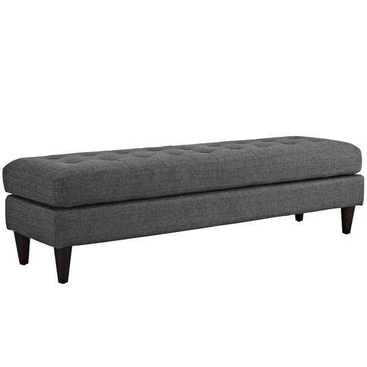 ottomans | CasaFoyer Empress Tufted Button Bench | Elegant Design | Luxurious Cushions | Solid Wood Legs | Gray Upholstery | Protects Floors | Adds Opulence | casafoyer.myshopify.com