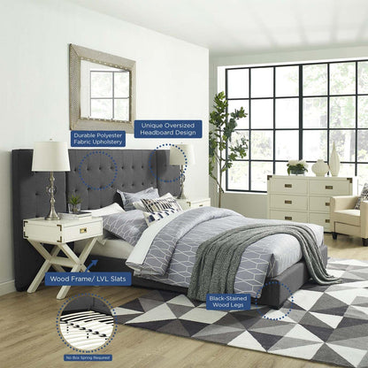 adjustable bed bases | CasaFoyer Sierra Queen Upholstered Fabric Platform Bed | Timeless Charm | Soft Polyester Upholstery | Foam Padded | Wall Panels | Black-Stained Wood Legs | Biscuit Tufting | Sturdy Slat Support | Accommodates Various Mattresses | 1322 lbs Weight Capacity | casafoyer.myshopify.com