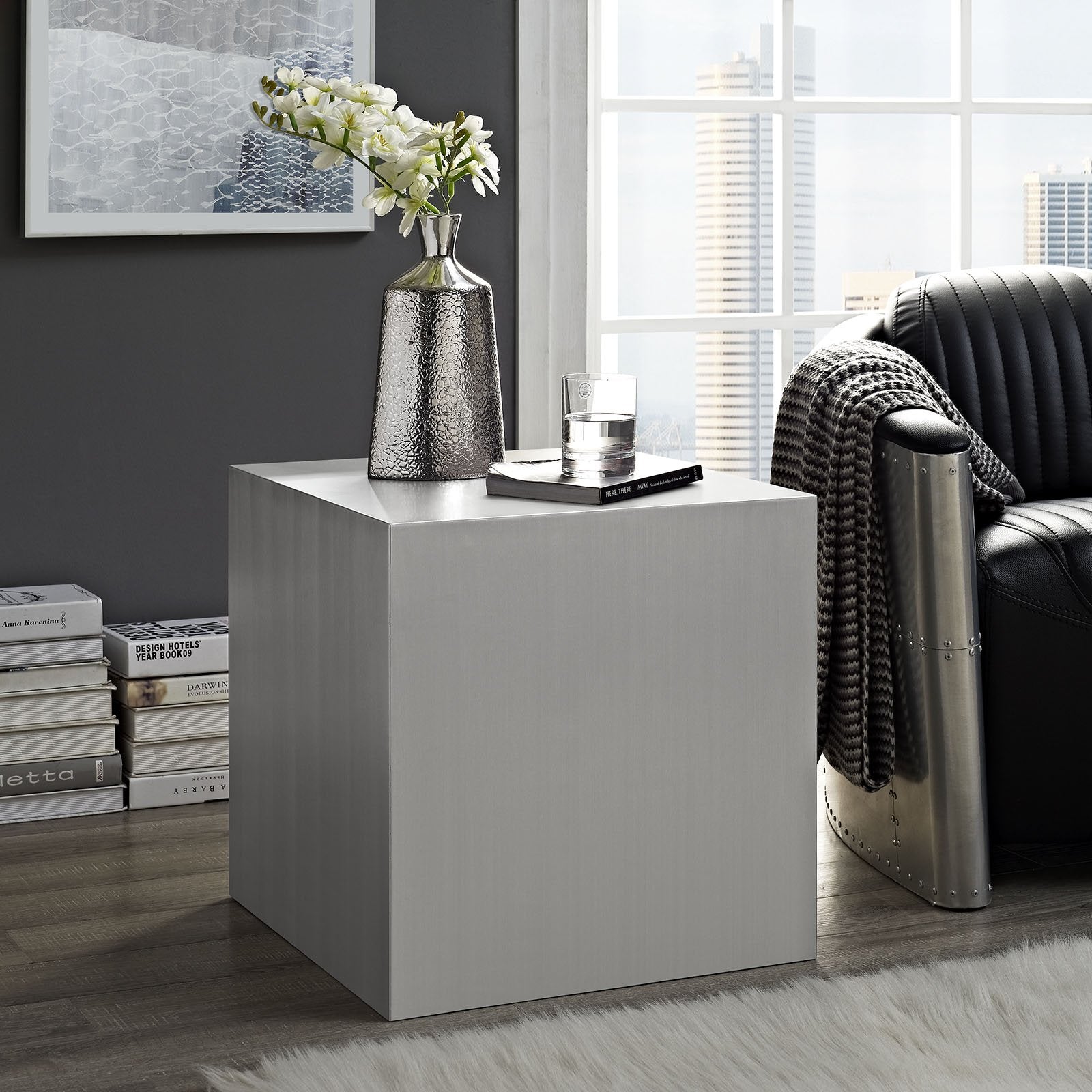 end tables | Ergode Cast Stainless Steel Side Table | Modern Design | Seamless Welding | Contemporary Aesthetic | Perfect for Living Room or Lounge Space | casafoyer.myshopify.com