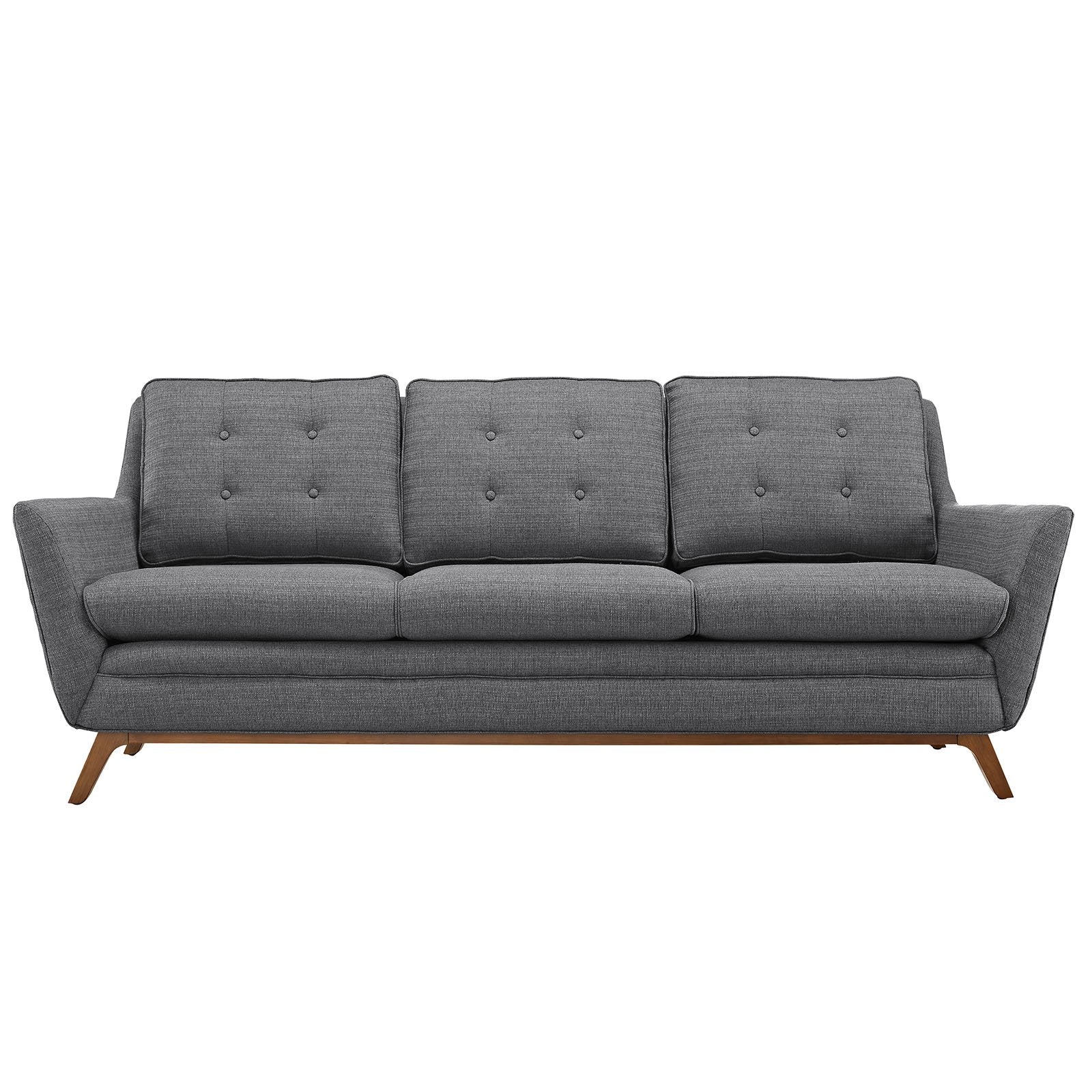 sofas | CasaFoyer Beguile Collection | Mid-Century Style Sofa | Plush Cushions | Walnut-Stained Base | Enhance Your Interior Design | casafoyer.myshopify.com