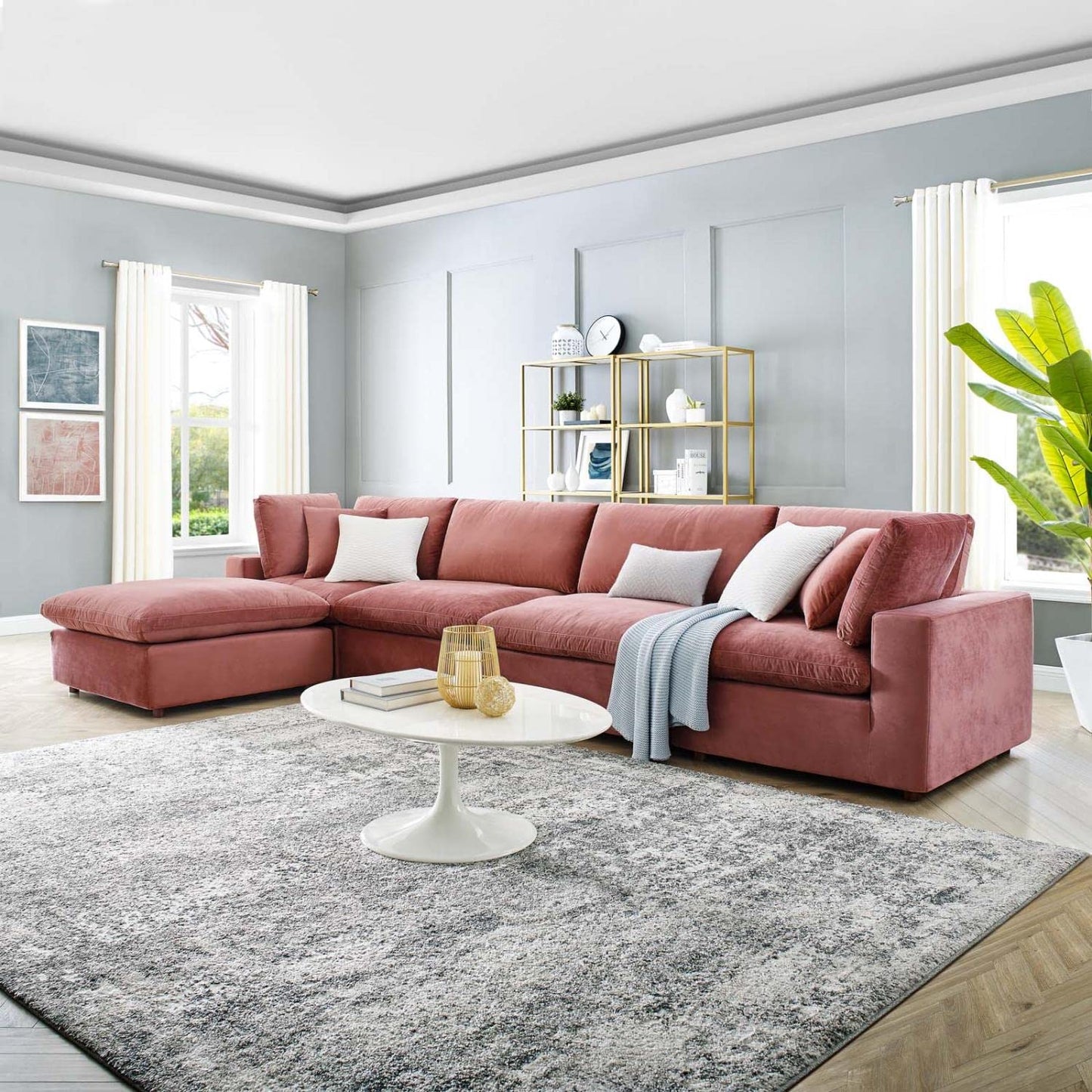 kitchen and dining room sets | CasaFoyer Commix Luxurious Sectional Sofa Set | Plush Comfort | Stain-Resistant Velvet | Solid Wood Construction | Includes Ottoman & Chairs | casafoyer.myshopify.com