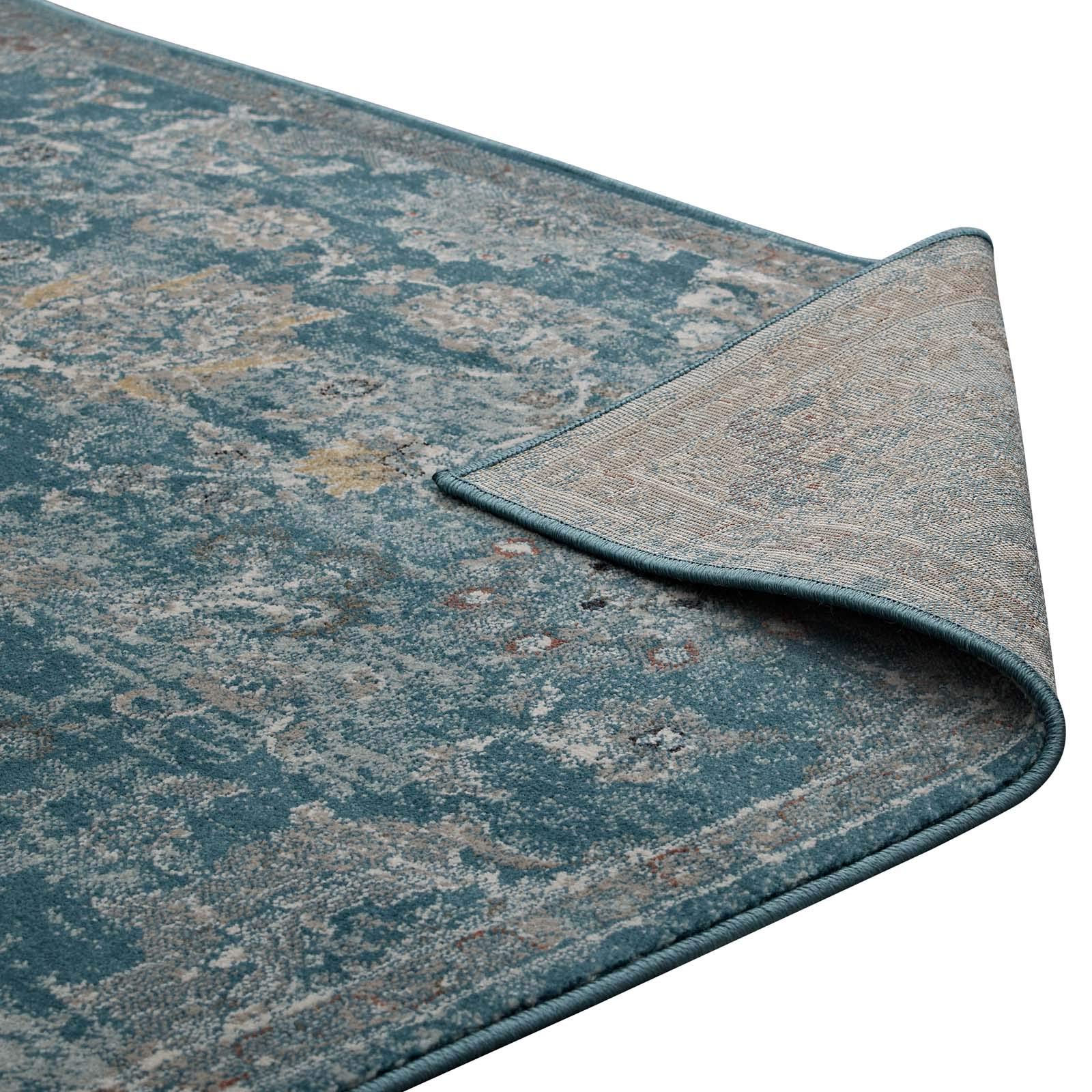 area rugs | CasaFoyer Cynara Distressed Floral Persian Medallion Area Rug | Durable Two-Ply Polypropylene | Elegant Design | Low Pile Weave | Rubber Bottom | Stain Resistant | Easy to Maintain | Ideal for High Traffic Areas | 8x10 Silver Blue, Teal, Beige | casafoyer.myshopify.com