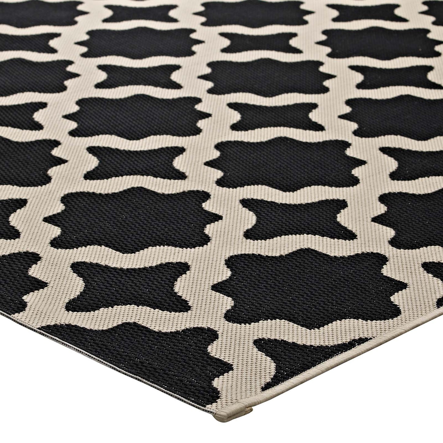 Carpet & Rugs | CasaFoyer Cerelia Moroccan Trellis 5x8 Indoor/Outdoor Area Rug | Durable, Soft, Family-Friendly | Black/Beige | casafoyer.myshopify.com