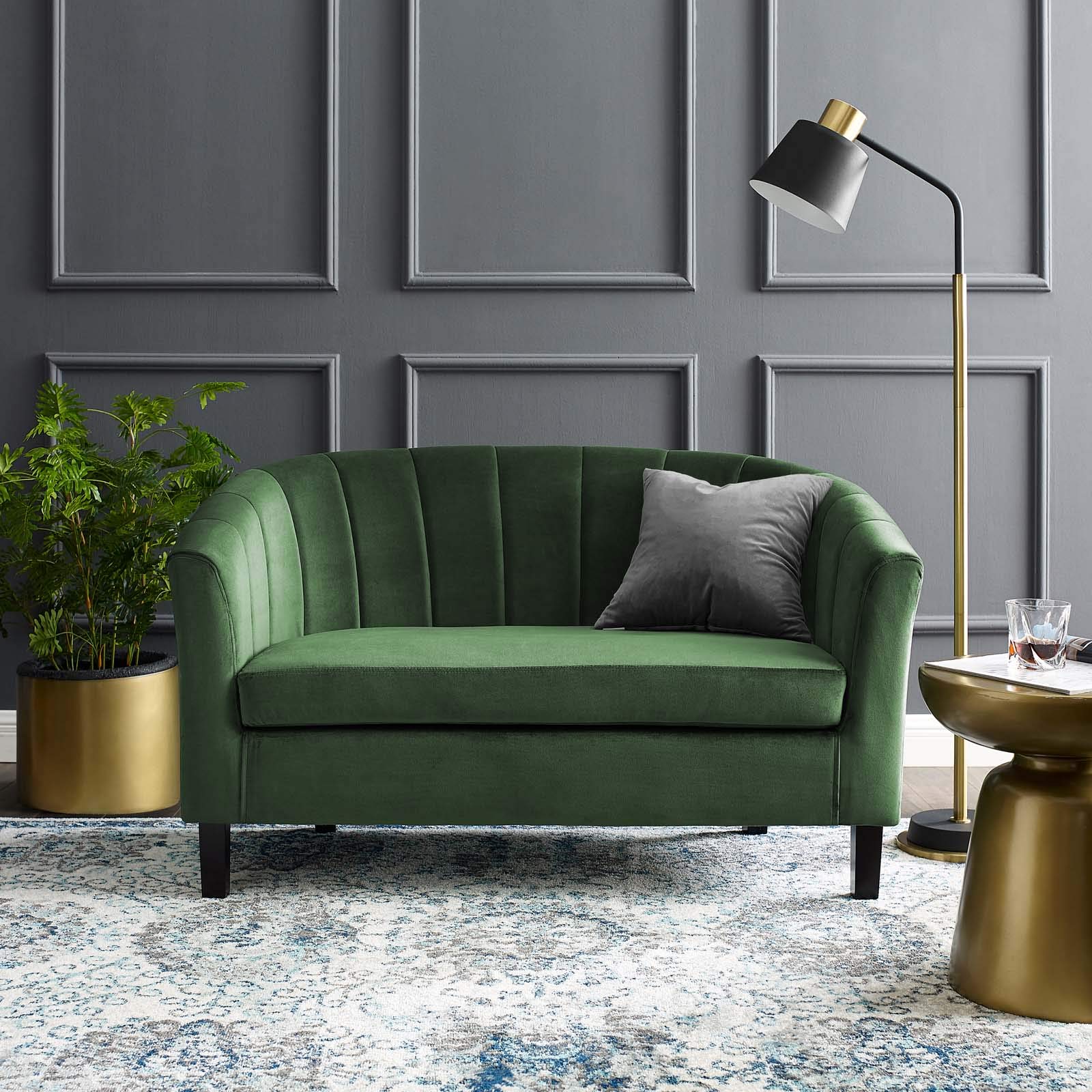 sofas | CasaFoyer Prospect Performance Velvet Loveseat | Modern Twist | Stain-Resistant | Elegant Channel Tufting | Retro Design | Comfortable & Durable | Emerald | casafoyer.myshopify.com