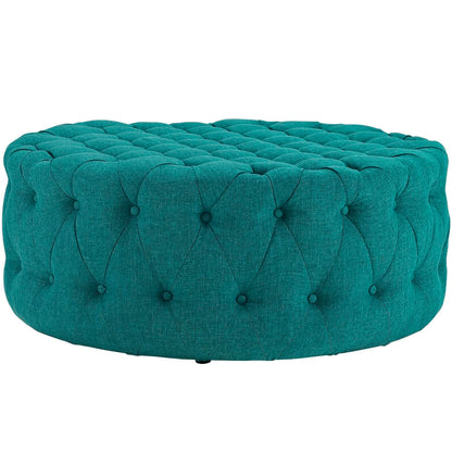 ottomans | CasaFoyer Amour Round Ottoman | Elegant Tufted Design | Plush Foam Padding | High-Quality Fabric Upholstery | Non-Marking Legs | Versatile for Bedroom, Living Room, Lounge, Office | Teal | casafoyer.myshopify.com
