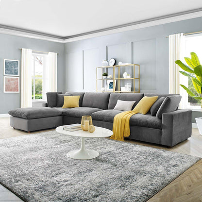kitchen and dining room sets | CasaFoyer Commix Sectional Sofa | Luxurious & Inviting | Stain-Resistant Velvet | Solid Wood Construction | Foam Padded Cushions | Gray | casafoyer.myshopify.com
