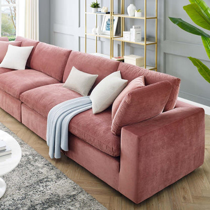 sofas | CasaFoyer Commix Plush Comfort Performance Velvet Sofa Set | Dusty Rose | 4-Seater | Stain-Resistant | Wooden Frame | Foam & Duck Down Cushions | Overstuffed | Tranquil & Luxurious | Plastic Foot Glides | 331 lbs Weight Capacity | casafoyer.myshopify.com