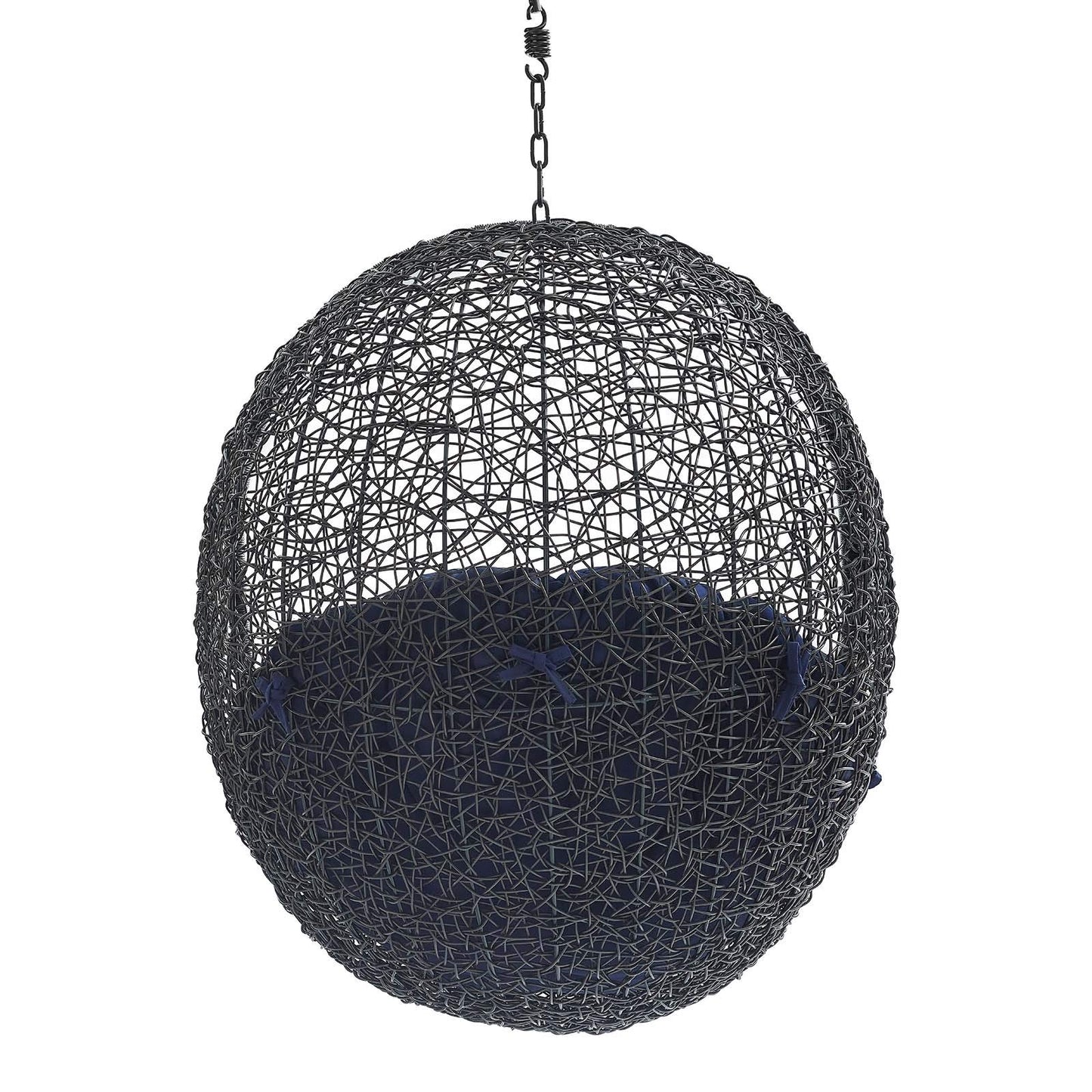 porch swings | Ergode Encase Outdoor Patio Swing Chair | Luxury Synthetic Rattan Weave | All-Weather Cushion | Powder-Coated Steel Frame | Adjustable Chain | Indoor/Outdoor Use | Weather & UV Resistant | Black Navy | casafoyer.myshopify.com