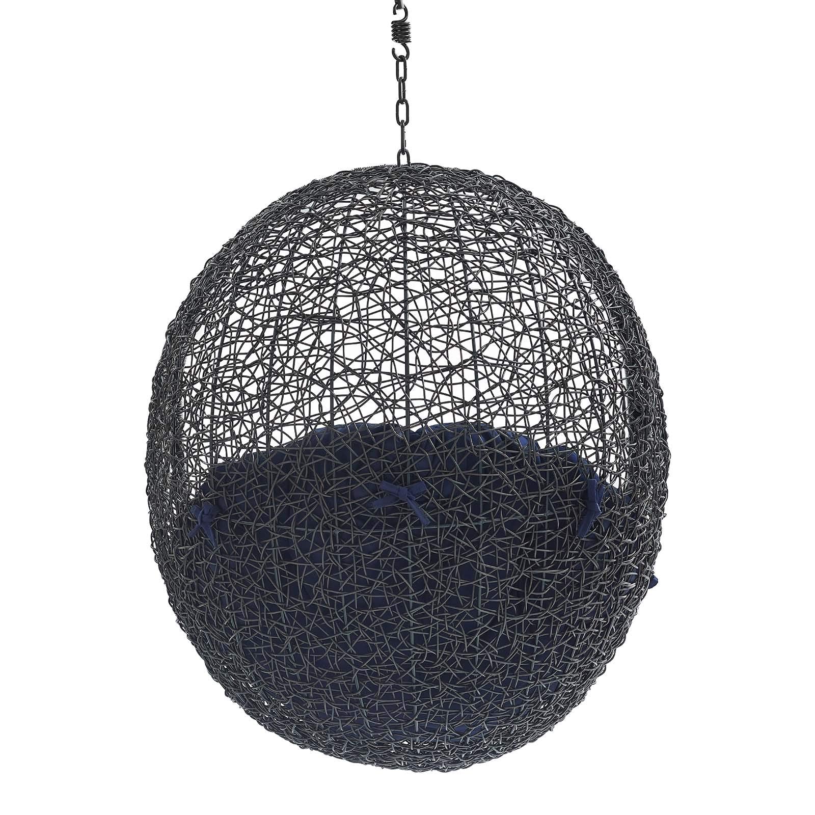 porch swings | Ergode Encase Outdoor Patio Swing Chair | Luxury Synthetic Rattan Weave | All-Weather Cushion | Powder-Coated Steel Frame | Adjustable Chain | Indoor/Outdoor Use | Weather & UV Resistant | Black Navy | casafoyer.myshopify.com