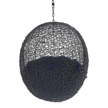 porch swings | Ergode Encase Outdoor Patio Swing Chair | Luxury Synthetic Rattan Weave | All-Weather Cushion | Powder-Coated Steel Frame | Adjustable Chain | Indoor/Outdoor Use | Weather & UV Resistant | Black Navy | casafoyer.myshopify.com