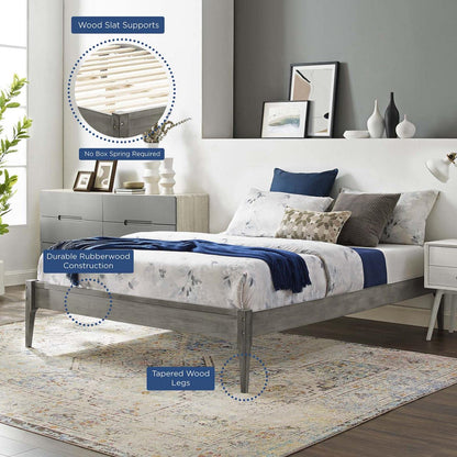 Bed | CasaFoyer June Full Platform Bed | Stylish & Cozy | Mid-Century Design | Sturdy Wood Construction | No Box Spring Needed | Gray | casafoyer.myshopify.com