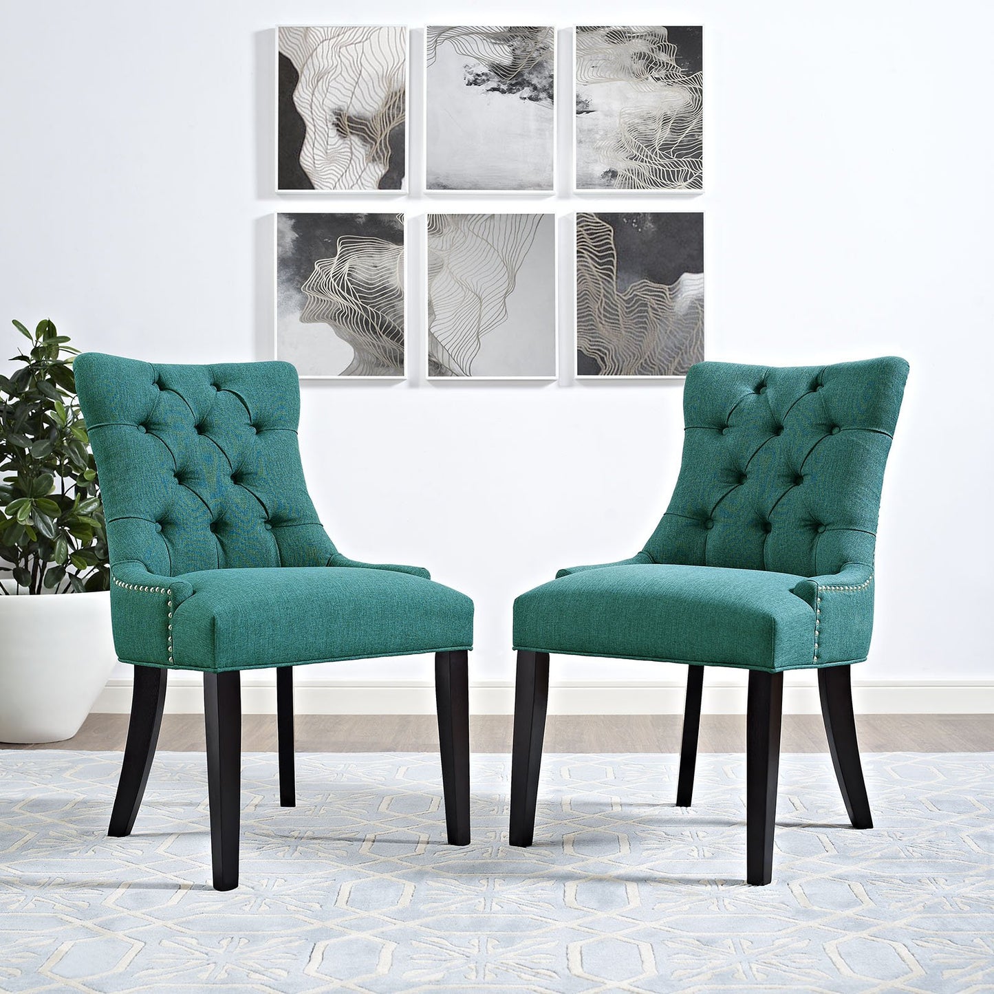 home office desk chairs | CasaFoyer Regent Tufted Button Upholstered Fabric Parsons Dining Chair | Elegant & Comfortable | Nailhead Trim | Spring Coil System | Teal | casafoyer.myshopify.com
