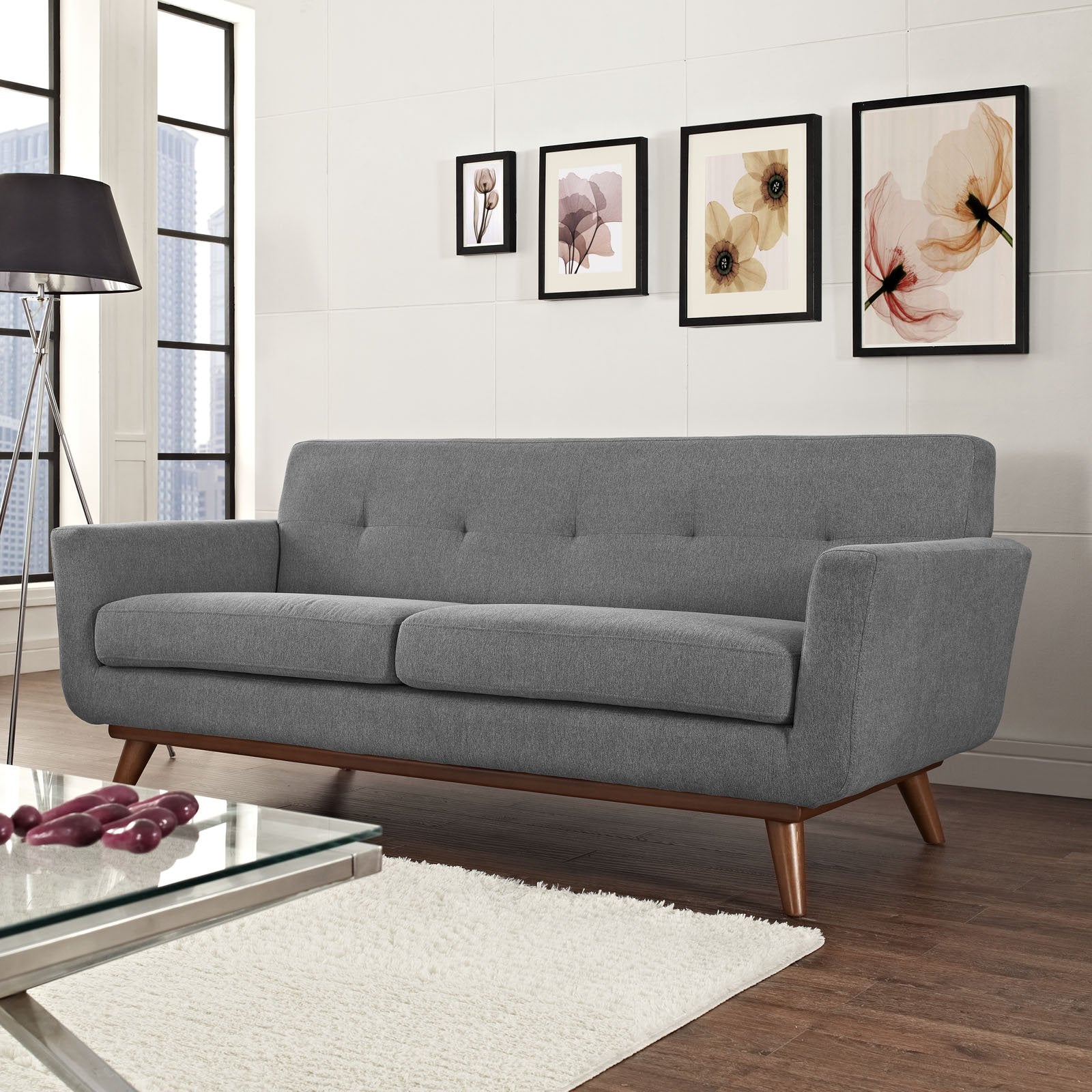 sofas | CasaFoyer Engage Loveseat | Gently Curved Design | Dual Cushions | Tufted Buttons | Sturdy Wood Legs | Plush Upholstery - Perfect for Lounging and Conversations | casafoyer.myshopify.com