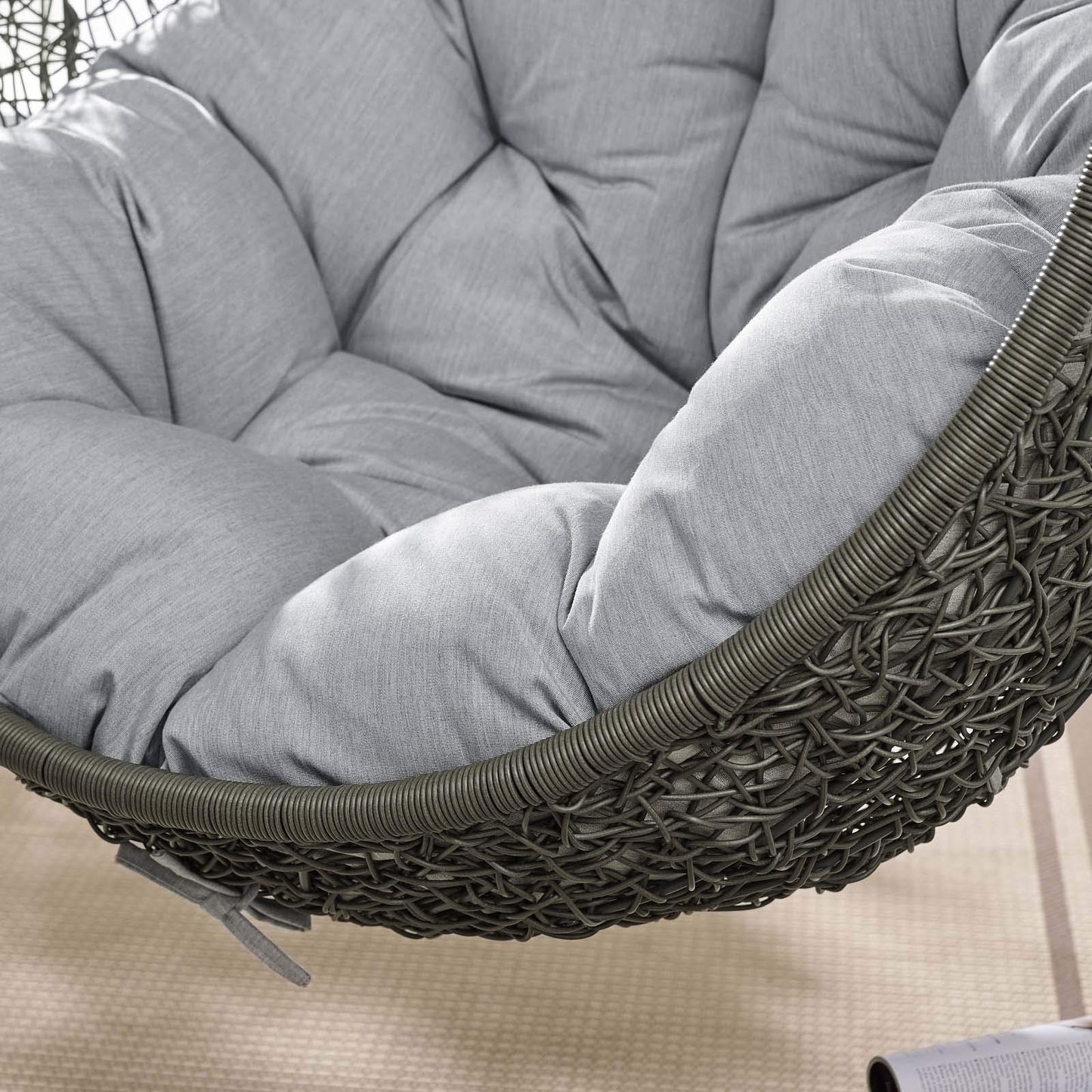 porch swings | Ergode Hide Swing Chair with Stand | Tranquil Island Getaway | All-Weather Sunbrella Cushion | Indoor/Outdoor Hammock | Patio, Porch, Backyard | Gray | casafoyer.myshopify.com