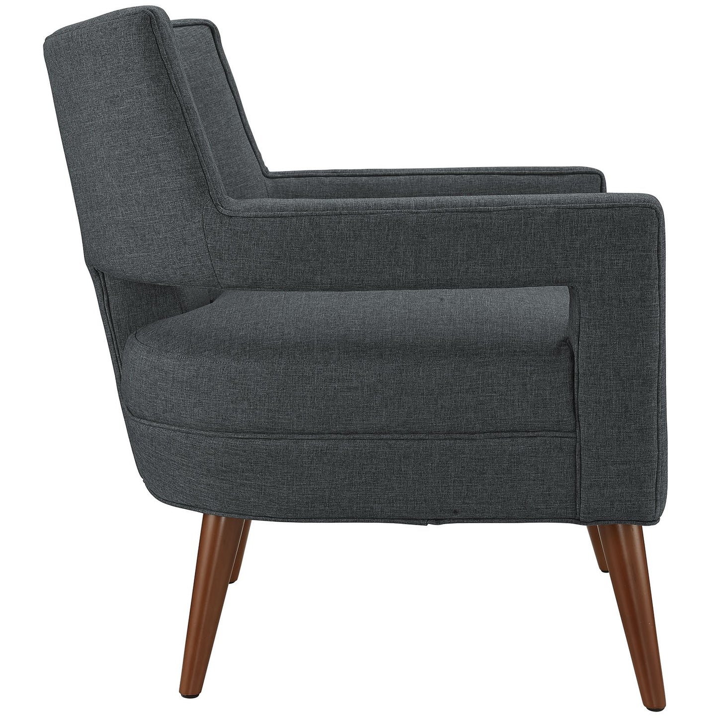 home office desk chairs | CasaFoyer Sheer Mid-Century Modern Armchair | Soft Polyester Upholstery | Streamlined Profile | Button Tufting | Cherry-Stained Wood Legs | Gray | casafoyer.myshopify.com