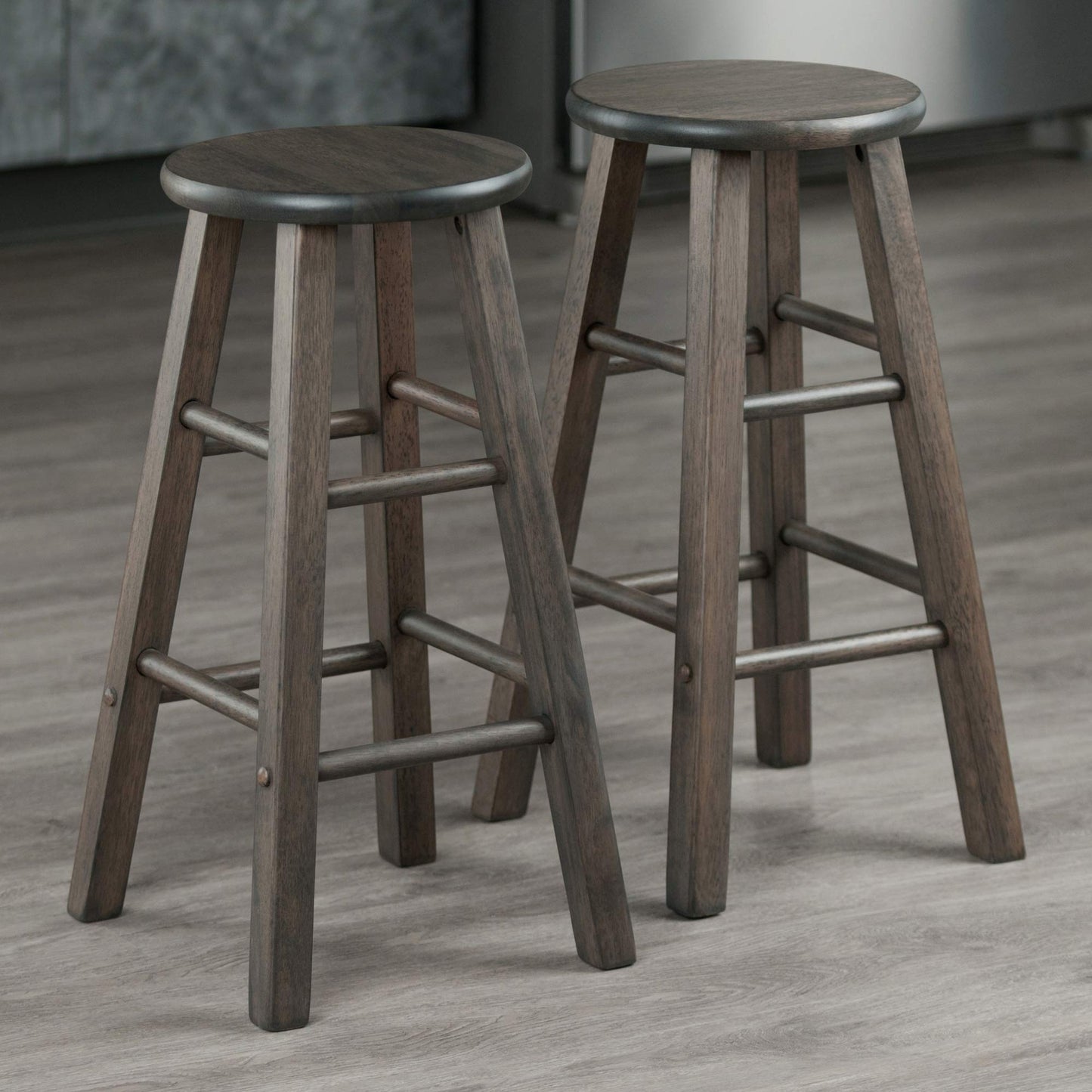 STOOL_SEATING | CasaFoyer  Wood Element Counter Stool Set | Oyster Gray | 2-Pc Set | Solid Wood | 220lbs Weight Capacity | Stable & Stylish | Multiple Finishes | casafoyer.myshopify.com