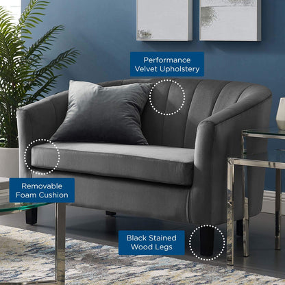 sofas | CasaFoyer Prospect Performance Velvet Loveseat | Stain-Resistant | Channel Tufting | Retro Modern Design | Comfortable & Durable | Set with 1 Loveseat | casafoyer.myshopify.com