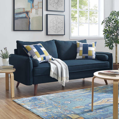 sofas | Revive | Cozy Sofa with Bolster Pillows | Azure | Splayed Wood Legs | Compact Shipping | Ultimate Lounging Haven | casafoyer.myshopify.com