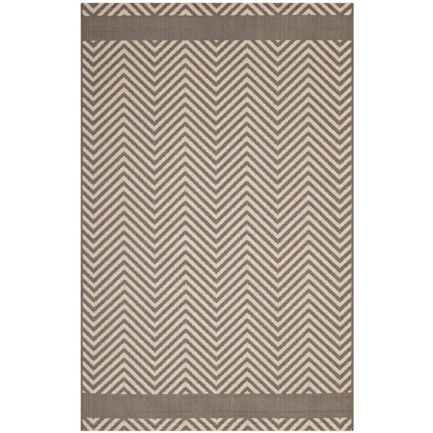 area rugs | CasaFoyer Optica Chevron With End Borders 8x10 Indoor/Outdoor Area Rug | Durable, Soft, Fade & Stain Resistant | Perfect for High-Traffic Areas | Beige | casafoyer.myshopify.com