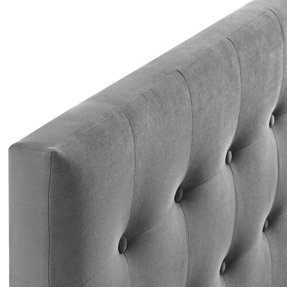Bed | CasaFoyer Emily Performance Velvet Biscuit Tufted King Headboard | Timeless Charm | Modern Sophistication | Vintage Glamour | Stain-Resistant Velvet Upholstery | Adjustable Mounting Positions | Gray | casafoyer.myshopify.com