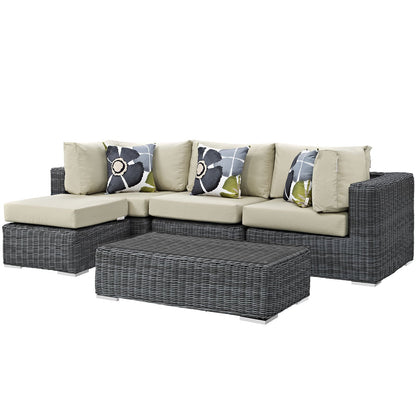 kitchen and dining room sets | CasaFoyer Summon Outdoor Patio Sectional Sofa Set | Luxurious Two-Tone Rattan | Sunbrella Cushions | Aluminum Frame | Includes Armless Chair, Coffee Table, Ottoman, Corners | casafoyer.myshopify.com