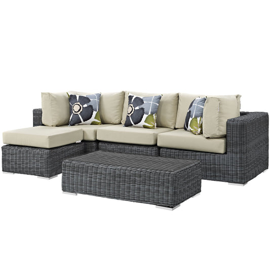 kitchen and dining room sets | CasaFoyer Summon Outdoor Patio Sectional Sofa Set | Luxurious Two-Tone Rattan | Sunbrella Cushions | Aluminum Frame | Includes Armless Chair, Coffee Table, Ottoman, Corners | casafoyer.myshopify.com