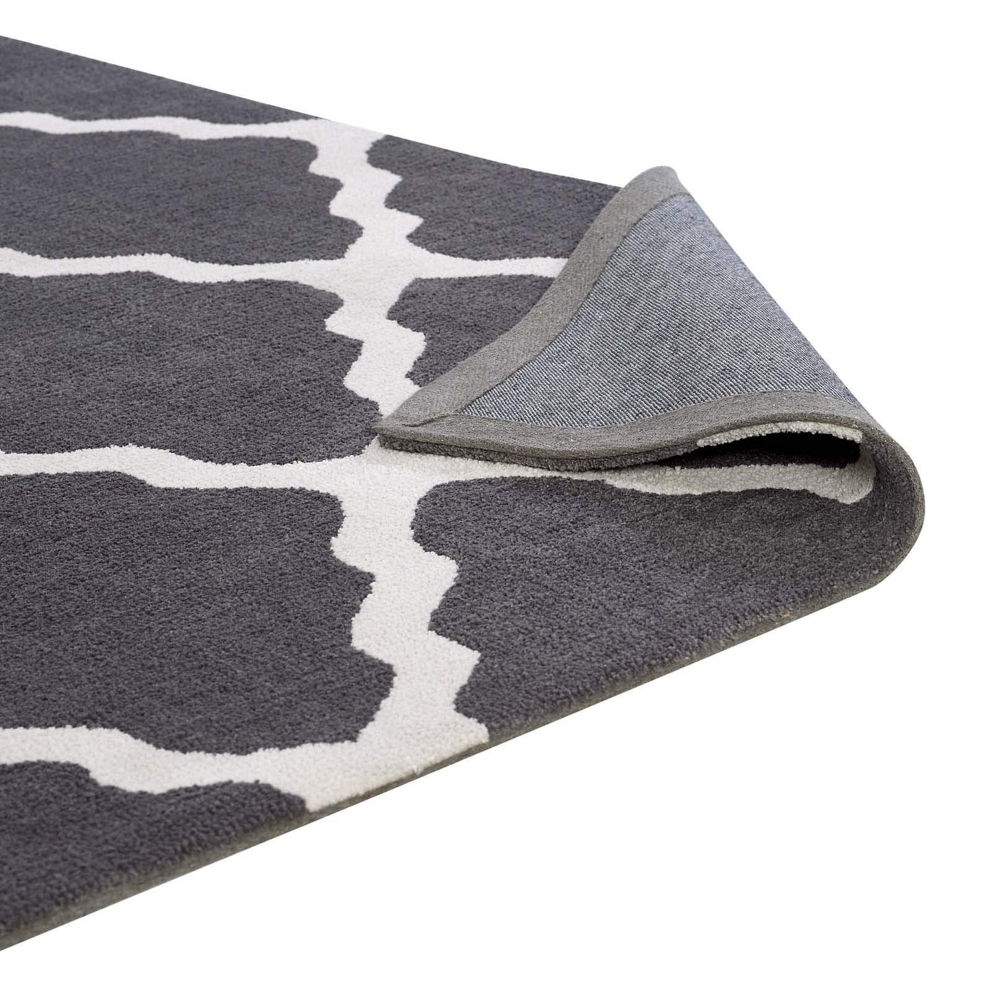 area rugs | CasaFoyer Marja Moroccan Trellis Area Rug | Soft Polyester Microfiber | Lattice Design | Stain Resistant | Easy to Maintain | 5x8 Charcoal & Ivory | casafoyer.myshopify.com