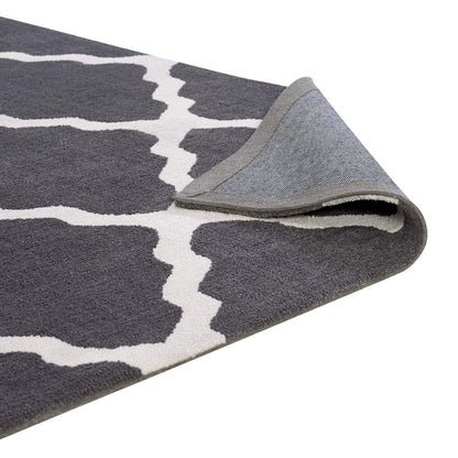 area rugs | CasaFoyer Marja Moroccan Trellis Area Rug | Soft Polyester Microfiber | Lattice Design | Stain Resistant | Easy to Maintain | 5x8 Charcoal & Ivory | casafoyer.myshopify.com