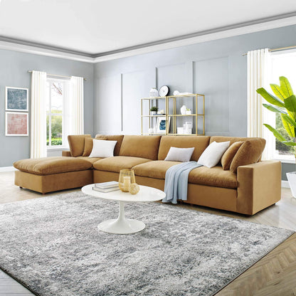 sofas | CasaFoyer Commix Sectional Sofa | Luxurious & Inviting | Stain-Resistant Velvet | Solid Wood Construction | Foam Padded Cushions | Down Feather Cushions | Includes Ottoman | Perfect for Relaxation | casafoyer.myshopify.com