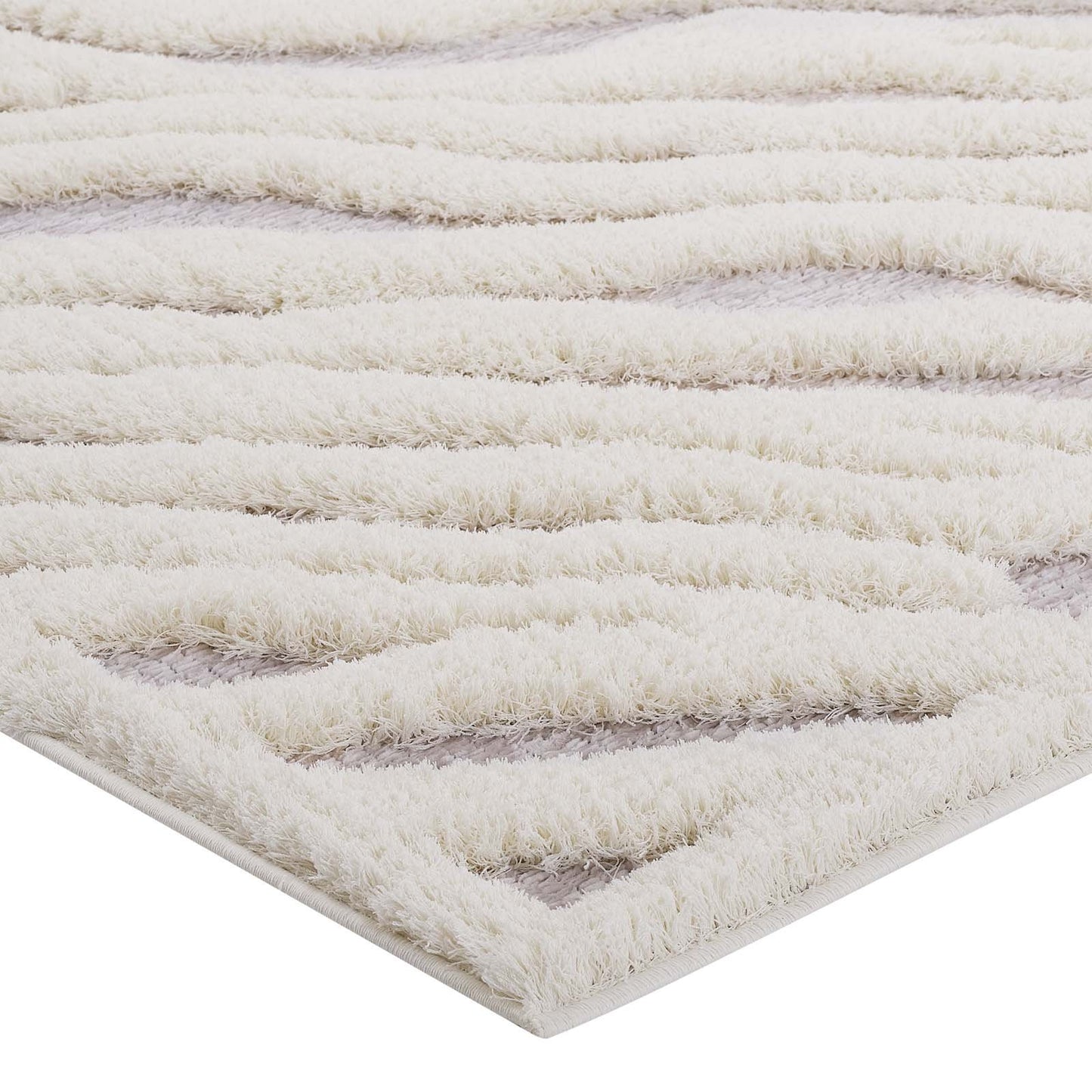 area rugs | CasaFoyer Current Abstract Wavy Striped 5x8 Shag Area Rug | Ivory/Light Gray | Luxurious Polyester & Chenille Blend | Durable Jute Backing | Easy to Maintain | Protects Floors | Plush Support | casafoyer.myshopify.com