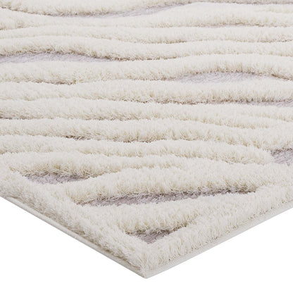 area rugs | CasaFoyer Current Abstract Wavy Striped 5x8 Shag Area Rug | Ivory/Light Gray | Luxurious Polyester & Chenille Blend | Durable Jute Backing | Easy to Maintain | Protects Floors | Plush Support | casafoyer.myshopify.com
