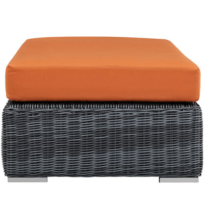 ottomans | CasaFoyer Summon Outdoor Patio Sunbrella Rectangle Ottoman | Unparalleled Comfort & Quality | Two-Tone Rattan Weave | Sunbrella Cushions | UV Protection | casafoyer.myshopify.com