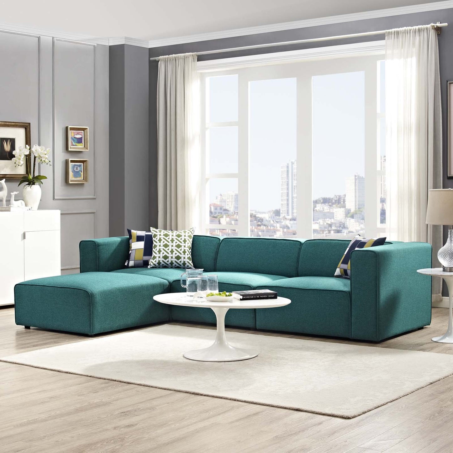 kitchen and dining room sets | CasaFoyer Mingle | 4-Piece Modular Sectional Sofa Set | Spacious & Comfortable | Teal Upholstered Furniture | Modern Decor | casafoyer.myshopify.com