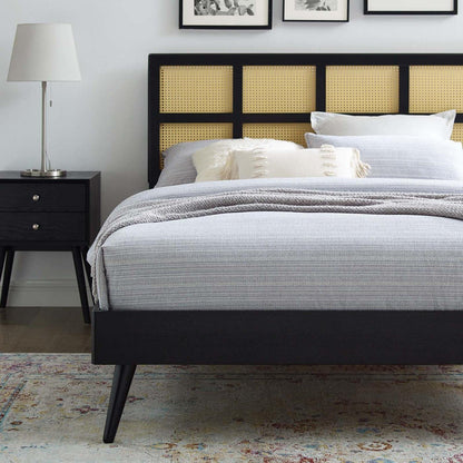 adjustable bed bases | CasaFoyer Sidney Woven Cane Rattan Wood King Platform Bed | Retro Charm, Natural Beauty | Mid-Century Design | Durable, No Box Spring Needed | Luana Cane Headboard, Margo Platform Bed Frame | Black | casafoyer.myshopify.com