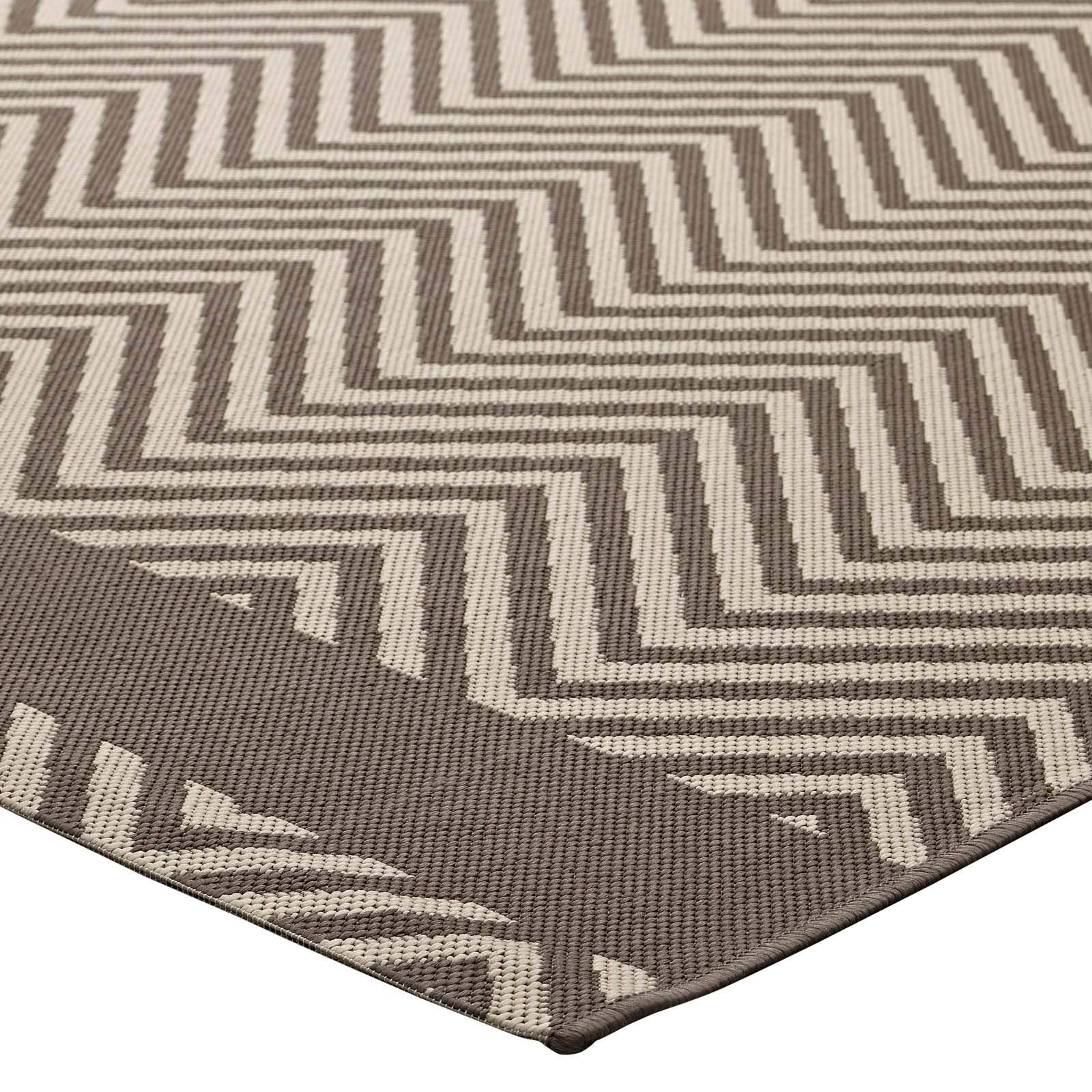 Carpet & Rugs | CasaFoyer Optica Chevron With End Borders 5x8 Indoor/Outdoor Area Rug | Stylish & Durable | Fade & Stain Resistant | Light/Dark Beige | casafoyer.myshopify.com