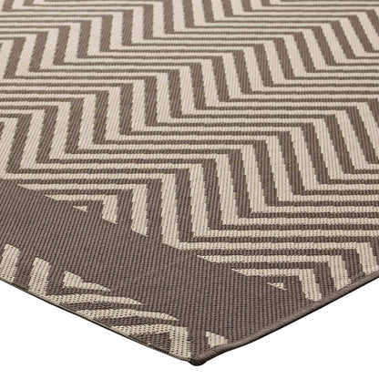 Carpet & Rugs | CasaFoyer Optica Chevron With End Borders 5x8 Indoor/Outdoor Area Rug | Stylish & Durable | Fade & Stain Resistant | Light/Dark Beige | casafoyer.myshopify.com