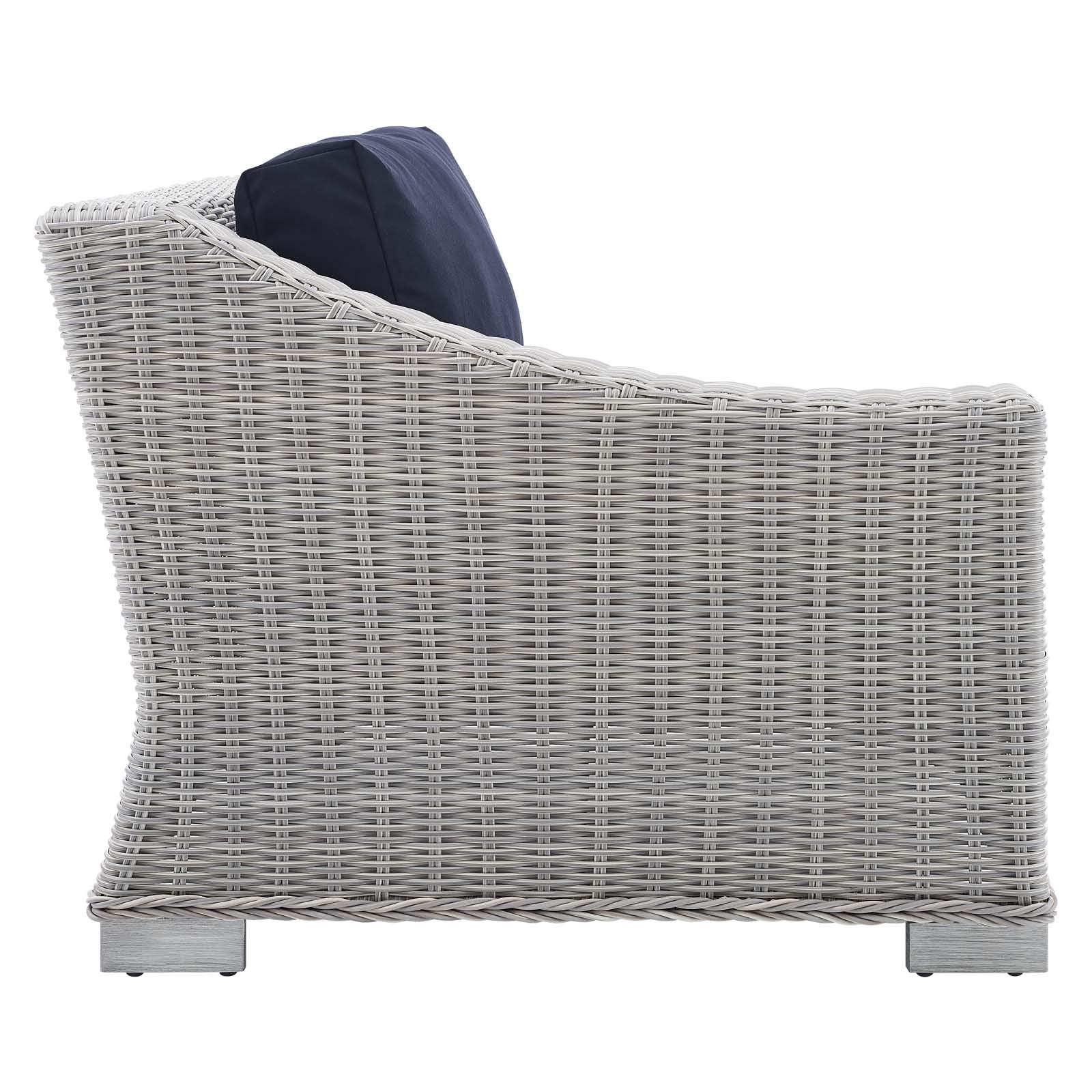 sofas | CasaFoyer Conway Outdoor Patio Sunbrella Wicker Rattan 5-Piece Sectional Sofa Furniture Set | Light Gray | UV-Resistant | Modular Design | Aluminum Frame | Water-Resistant Cushions | casafoyer.myshopify.com