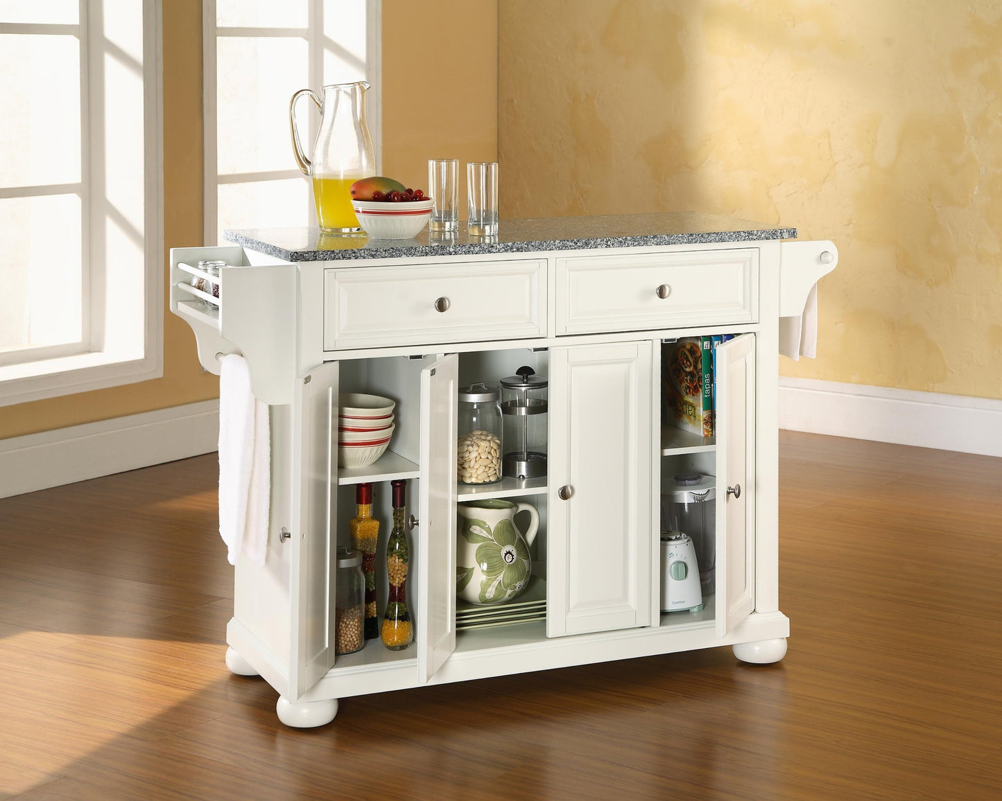 Kitchen Storage | Durable Hardwood Kitchen Island | Elegant Raised Panel Doors | Ample Storage Space | White Finish | casafoyer.myshopify.com