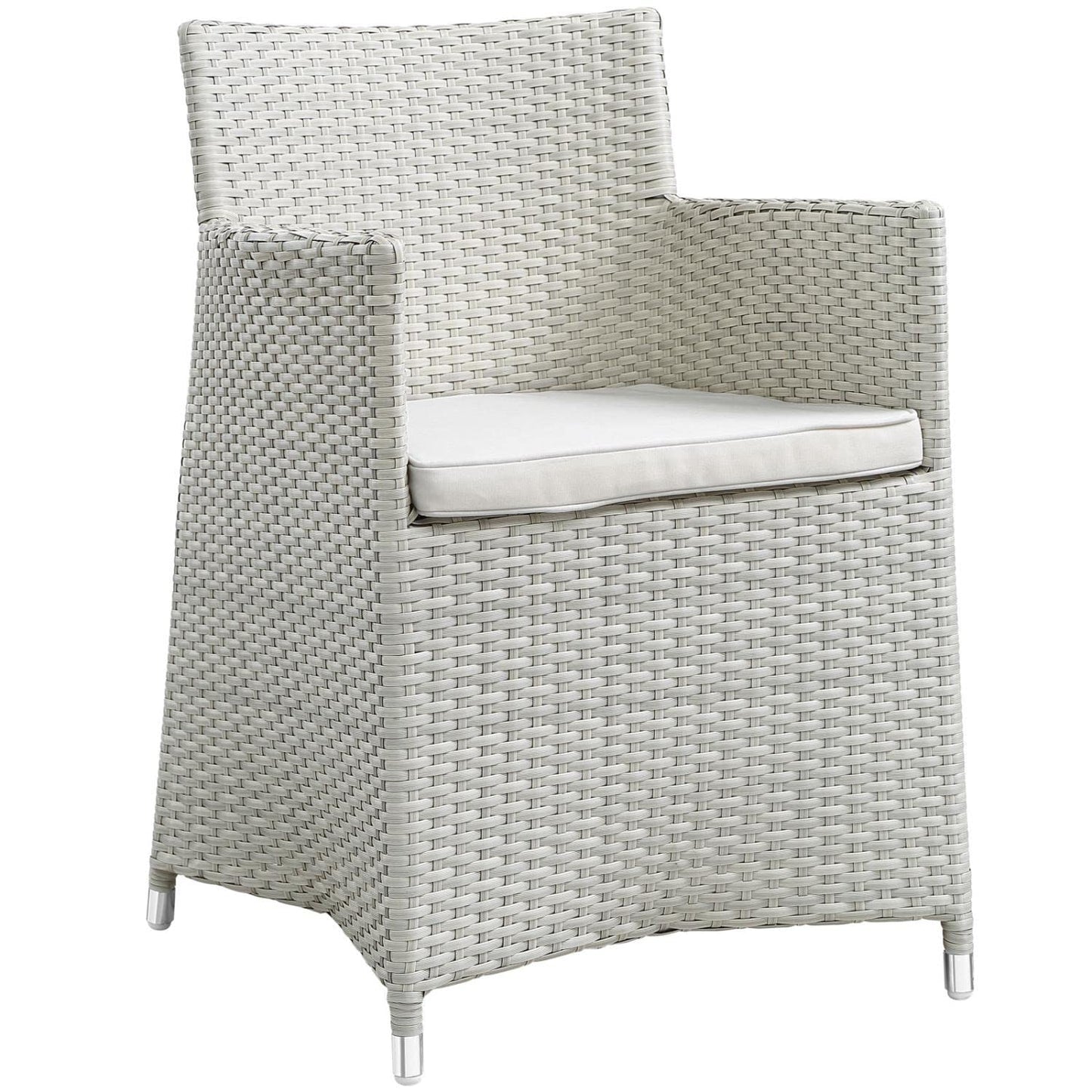 Dining Table | Junction Outdoor Patio Dining Furniture Set | Elegant & Practical 9 Piece Gray White Set | Synthetic Rattan Weave | Weather-Resistant Cushions | Powder-Coated Aluminum Frame | No Assembly Required | casafoyer.myshopify.com