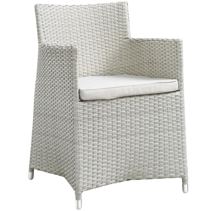 Dining Table | Junction Outdoor Patio Dining Furniture Set | Elegant & Practical | Synthetic Rattan Weave | All-Weather Cushions | Aluminum Frame | 4 Armchairs | 1 Dining Table | casafoyer.myshopify.com
