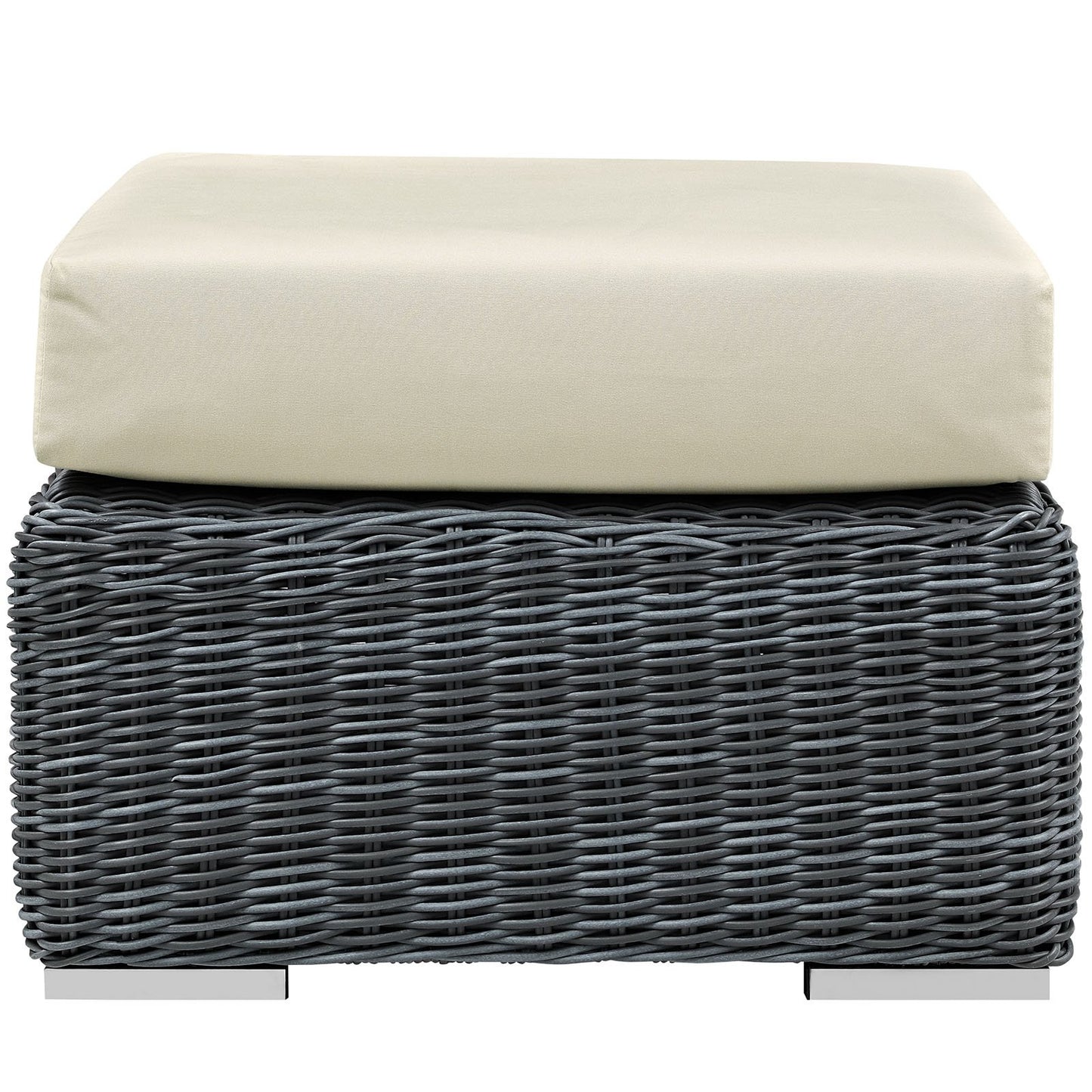 Ottoman | Summon Outdoor Patio Ottoman | Two-Tone Rattan | Sunbrella Cushions | UV Protection | Aluminum Frame | Ultimate Comfort & Quality | casafoyer.myshopify.com