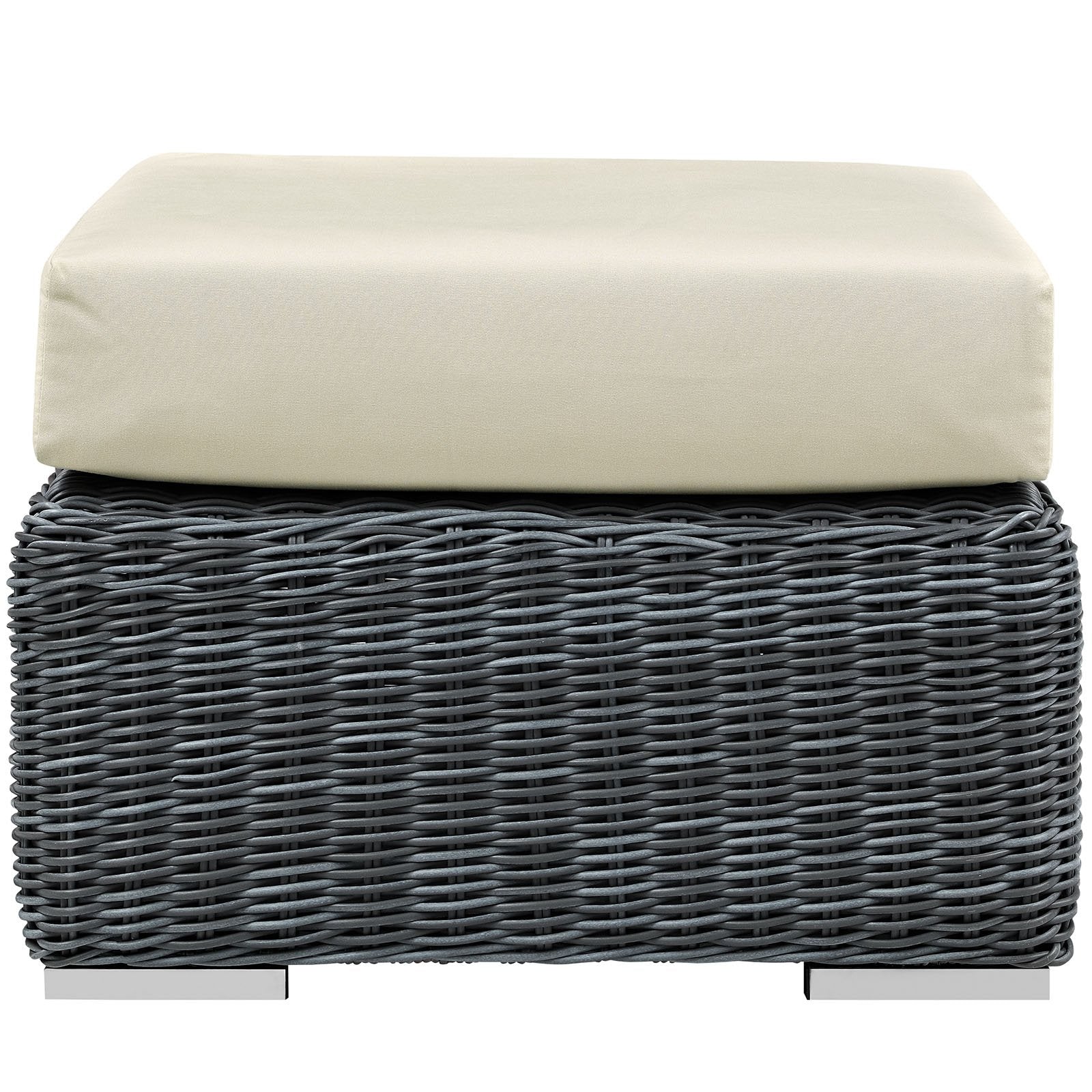 Ottoman | Summon Outdoor Patio Ottoman | Two-Tone Rattan | Sunbrella Cushions | UV Protection | Aluminum Frame | Ultimate Comfort & Quality | casafoyer.myshopify.com