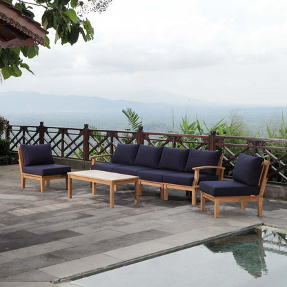 kitchen and dining room sets | CasaFoyer Marina Teak Wood Outdoor Patio Furniture Sofa Sectional Set | Luxury, Durable, All-Weather Cushions | Modern Design | 7 Piece | casafoyer.myshopify.com