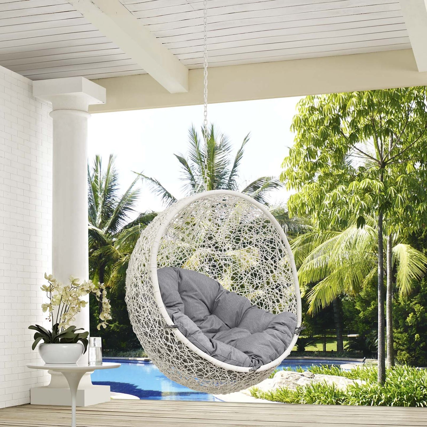 porch swings | Ergode Hide Outdoor Patio Swing Chair | Tranquil Island Getaway | Synthetic Rattan Weave | All-Weather Cushion | Powder-Coated Steel Frame | Adjustable Chain | Ideal for Patio, Backyard, Porch, Poolside | UV Resistant | Includes 1 Swing Chair | casafoyer.myshopify.com